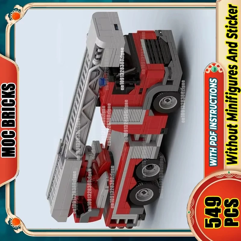 Moc Building Blocks Rotterdam Fire Ladder Truck Technology Modular Bricks Model Toys