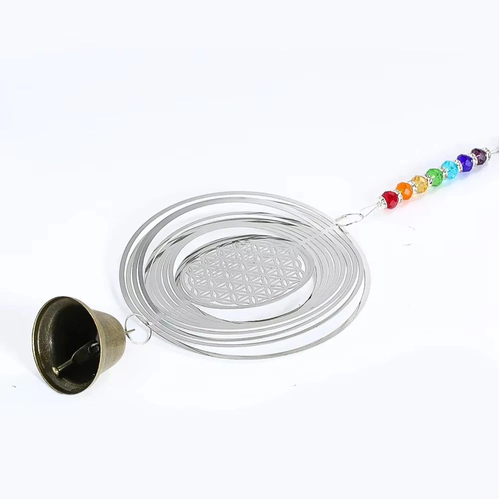 

Mandala 3D Wind Chime Pendant Music Catcher Stainless Steel Rotating Feng Shui Courtyard Garden Hanging Ornament Bird Repellent