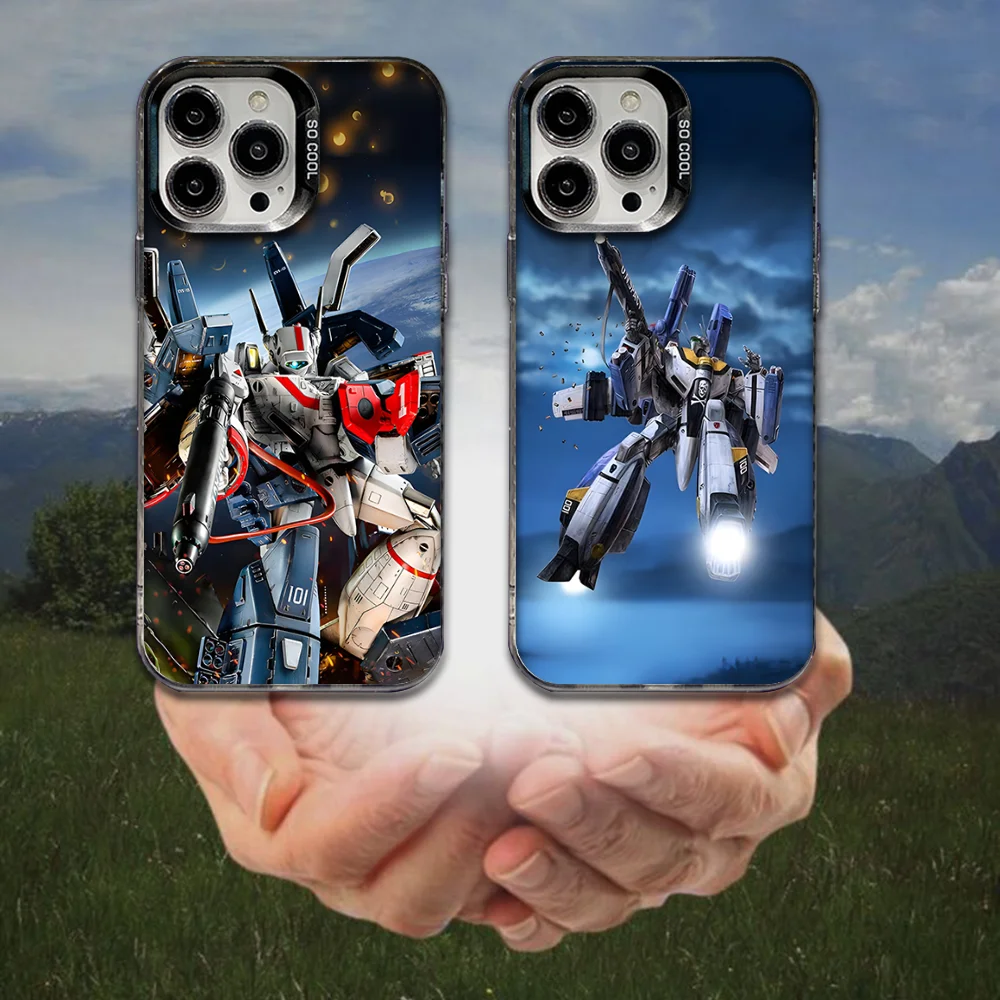 

Space Robotech Macross Phone Case For iPhone 16,15,14,13,12,11,8,7,Pro,Max,Plus,Mini,XS,SE Anti Fall Black Matte Hard