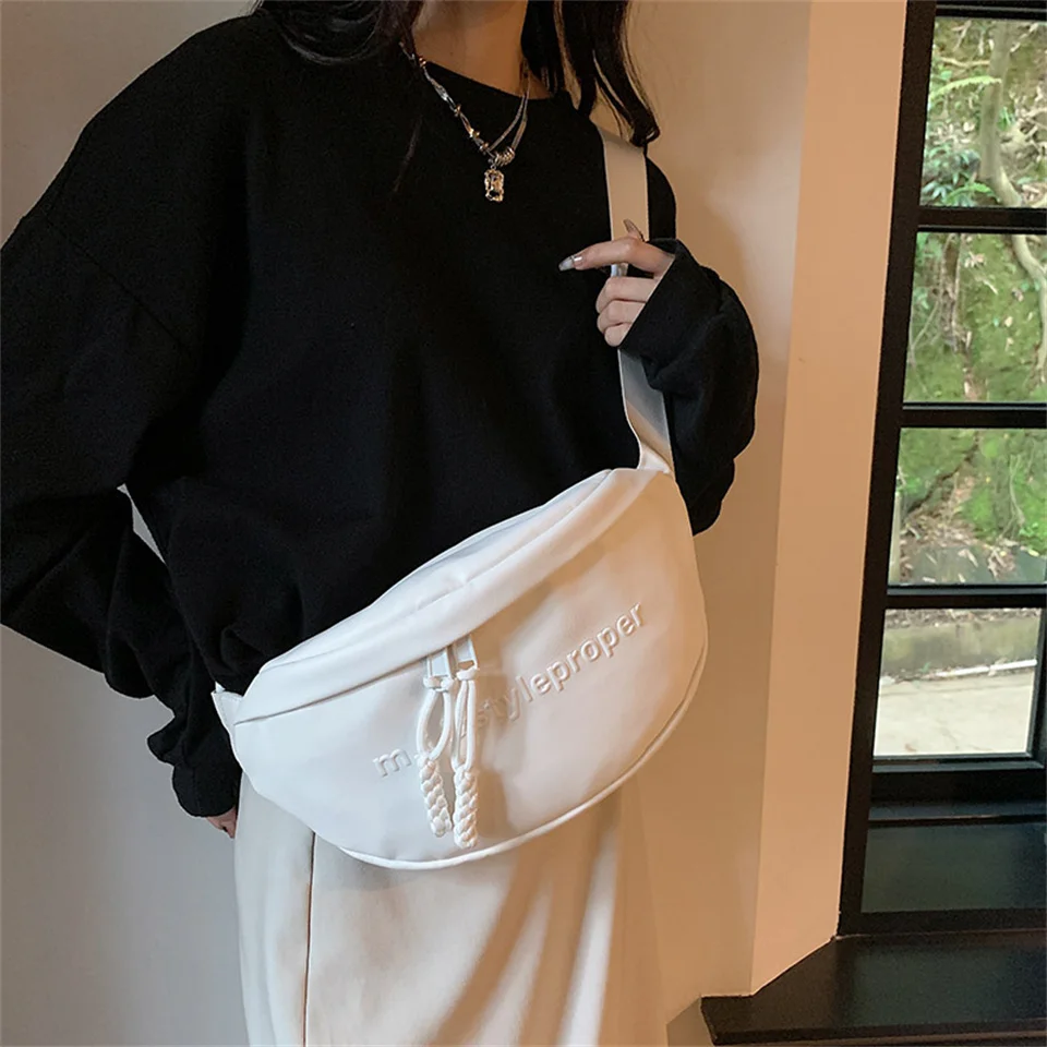 Women Fashion Chest Bag Leather Exquisite Shoulder Bag Ladies Luxury Letter Belt Bag Female Solid Color Fanny Packs Phone Walle