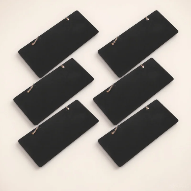 

6Pcs Hanging Writing Board Chalkboard Wooden Message Tag for Home Office Coffee Shop Decor Reusable Erasable Lightweight
