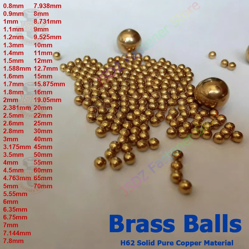 

1-200pcs 0.8-40mm Solid Brass Ball Bead Anti-corrosion H62 Pure Copper Ball 1/1.5/2/2.381/3/4/5/6/7/7.381/8/9/10/11/12.7/15/16