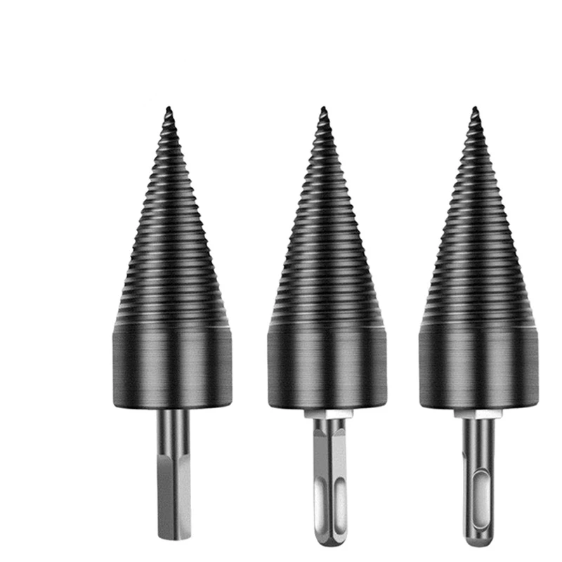 Imagem -03 - Broca de Divisão de Lenha Divisor de Madeira Parafuso Cones Bit Quadrado Redondo Hexagonal Usado para Martelo Elétrico 32 mm 42 mm 45 mm 50 mm