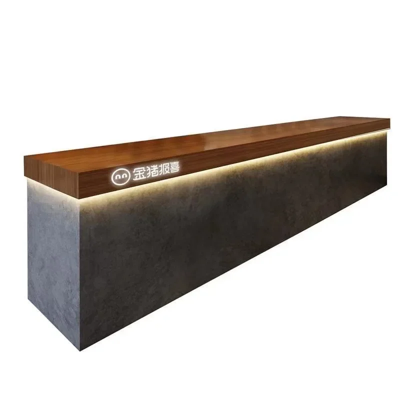 

Industrial wind cement gray bar reception, cafe restaurant checkout page retro paint process