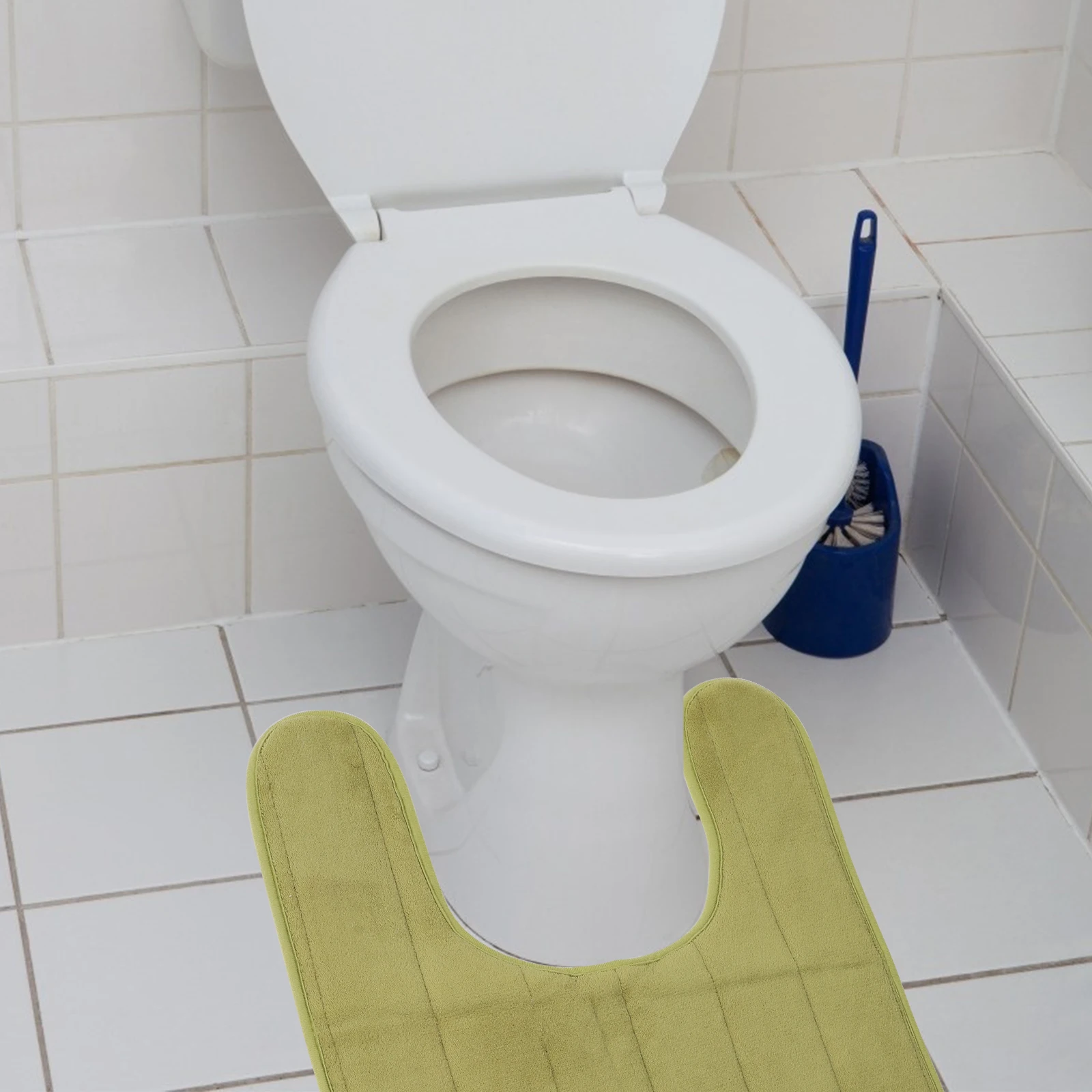 

U Shaped Cotton Bathroom Mat Thick Warm Absorbent Non Slip Home Soft Mats Toe Protection Anti Mold Moisture