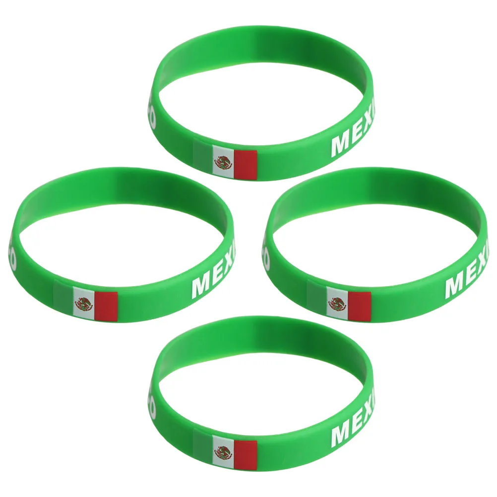

4Pcs Silicone Wristbands Country Flag Print Football Soccer Sports Event Bracelets National Rubber Bands for Men