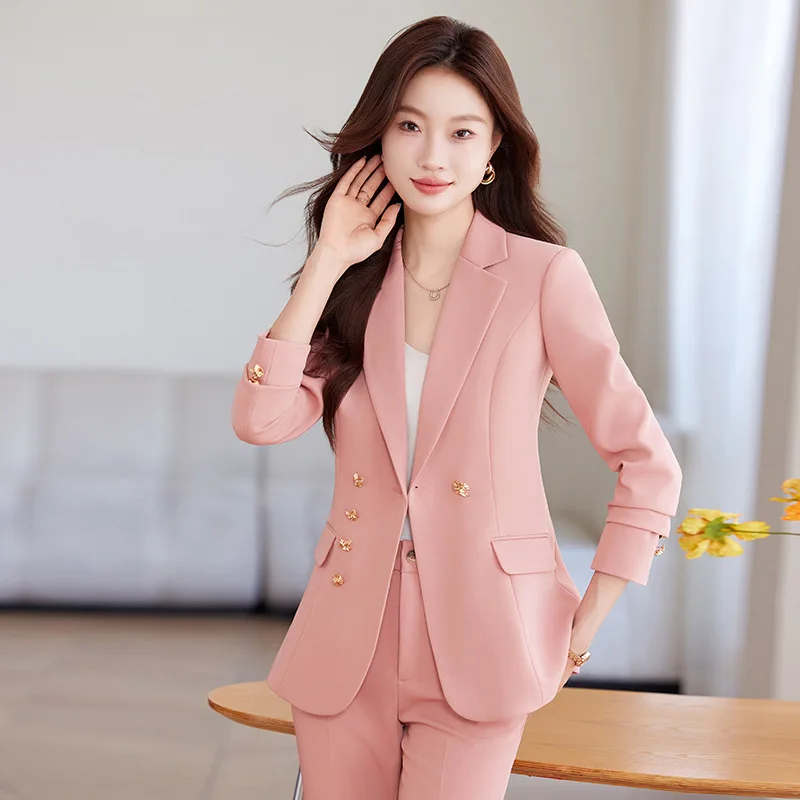 الخريف الشتاء طويلة الأكمام المرأة الرسمية بدل رجالي الإناث السيدات الأعمال ملابس العمل 2 قطعة مجموعة السترة وبنطلون النساء الملابس