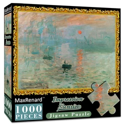 MaxRenard Jigsaw Puzzle 1000 Pieces for Adult Monet Sunrise Impression Environmentally Friendly Paper Christmas Gift Toy