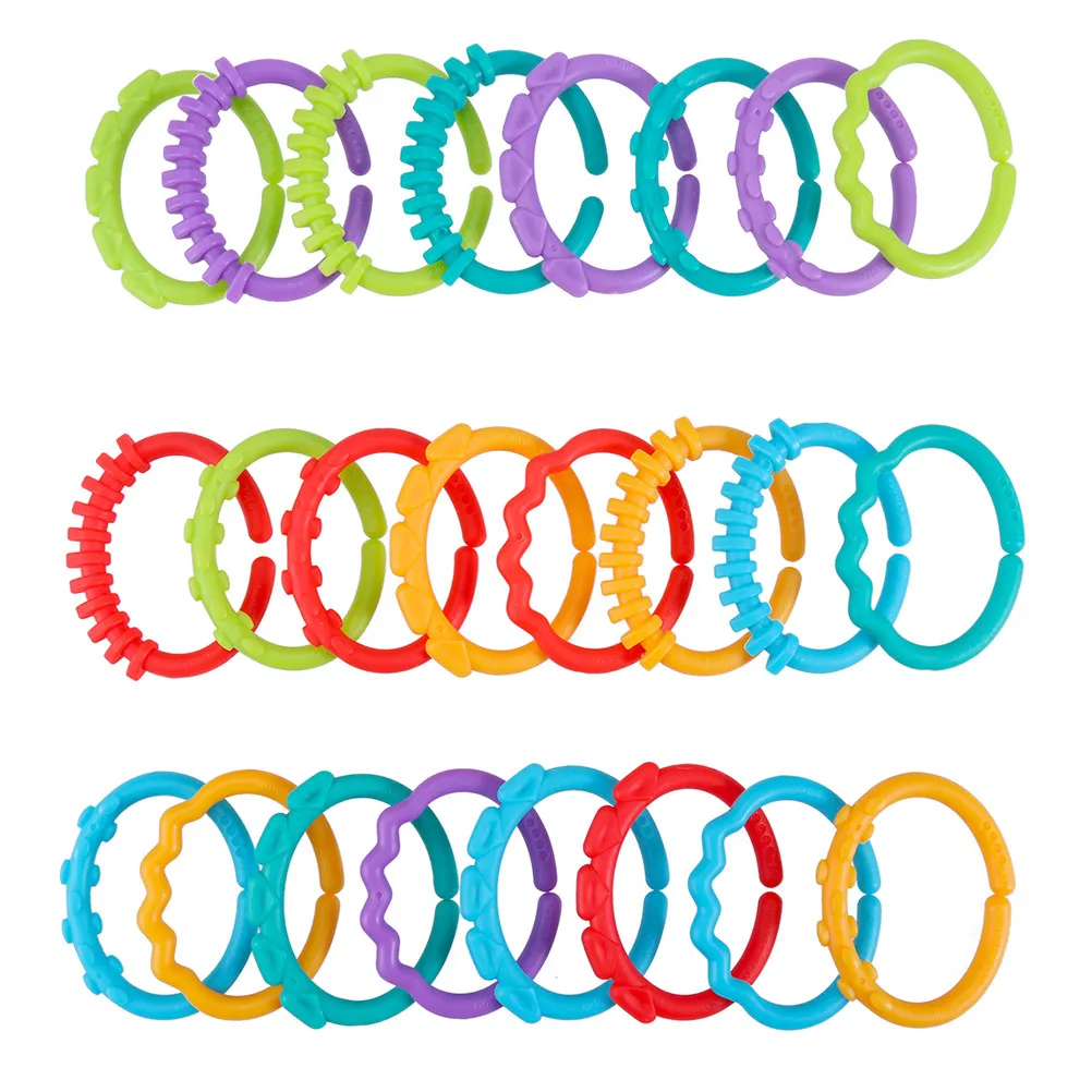 Anneaux de dentition pour bébé, 48 pièces, liens faciles à saisir, colorés, pour voiture, poussette, voyage, jouets pour bébé