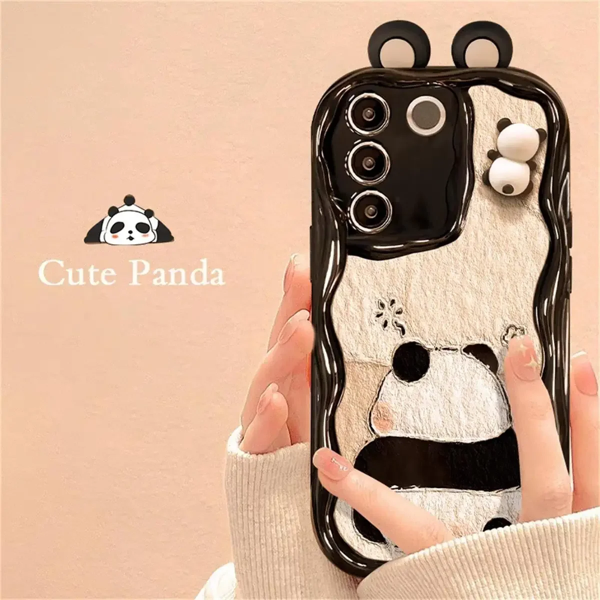 Cartoon 3D Panda Ears Phone Case For Samsung Galaxy S25Ultra S25 S24 S23 Ultra Plus FE A35 A34 A55 A15 A16 A54 A06 A24 cover