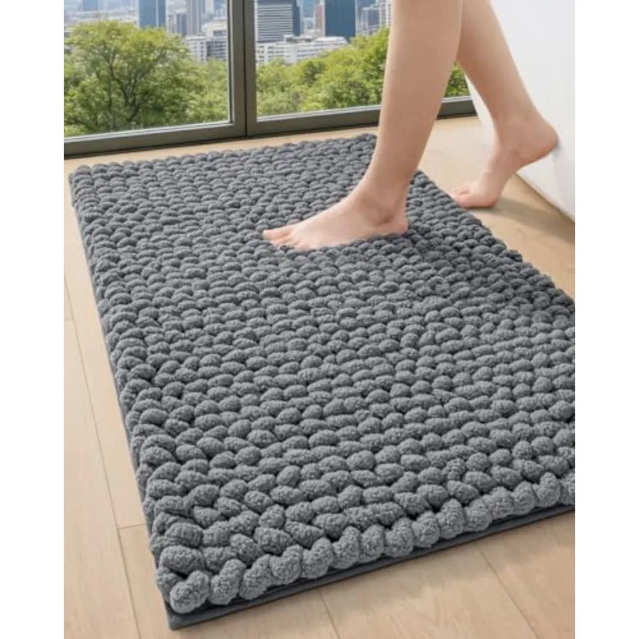 

Bathroom Rugs 24x36 Non Slip Washable Bath Mat Luxury Chenille Super Absorbent Ultra Thick Bathmats for Shower Floor Plush Fluf