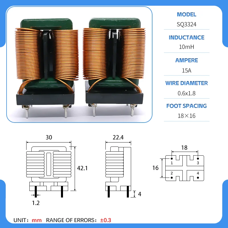 SQ2418/2820/3324 Voedingsfilter platte lijn common mode spoel