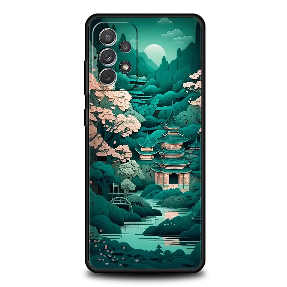 Japanese Landscape Phone Case for Samsung A51 A71 A21S A12 A11 A15 A25 A31 A41 A32 A23 A33 A53 A73 A03S A05S A13 5G A72 Cover