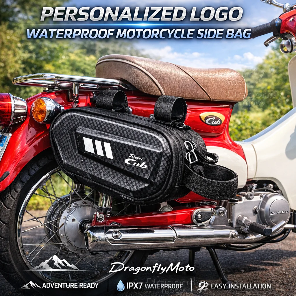 

Для мотоциклов Honda Super CUB C70 90 110 C125: Боковая сумка с индивидуальным логотипом, водонепроницаемая, жесткий корпус, седельная сумка