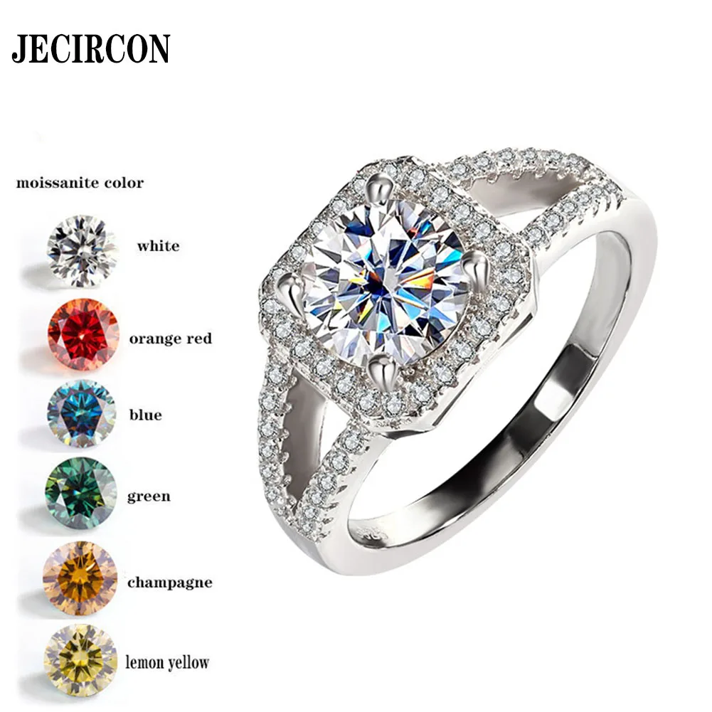 

JECIRCON Moissanite Ring for Women Luxury 4 Prong S925 Sterling Silver 1ct Diamond Proposal Wedding Band Manufacturer Wholesale