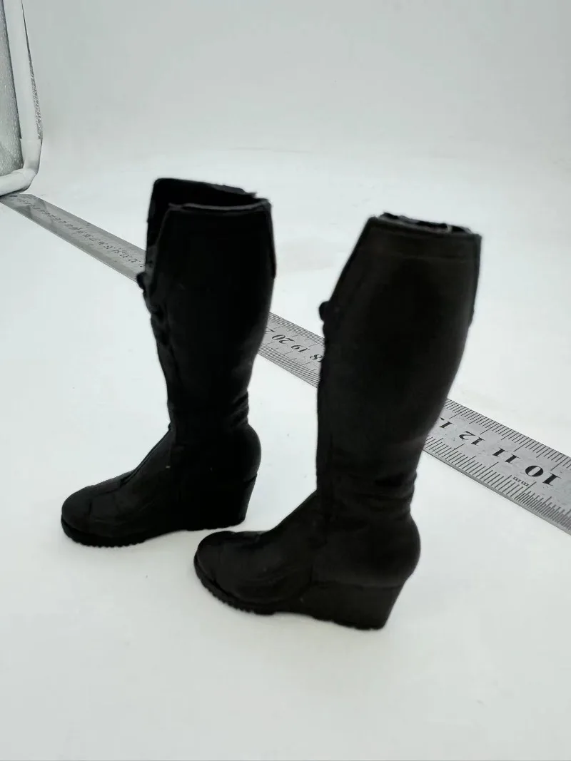 1/6 Female Black Hollow Boots High Heels Shoes Model for 12