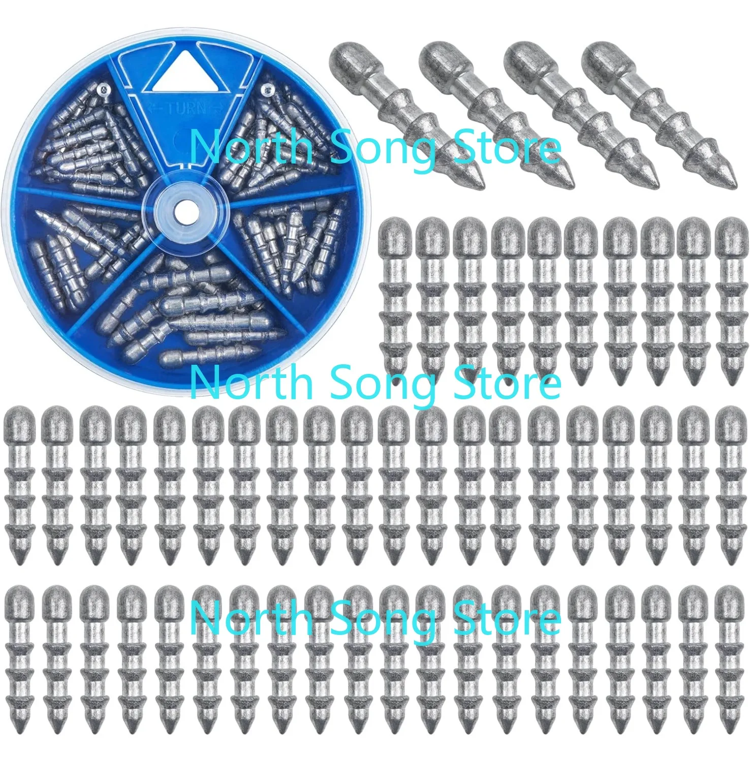 

Fishing Nail Weights Kit, 70pcs Wacky Worm Weights Insert Sinkers Fishing Weights Tackle for Plastic Worms Lures Nail Sinker