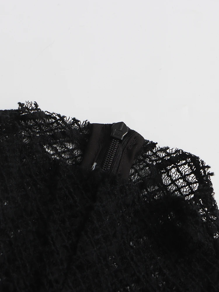 Sólido emendado apliques vestidos soltos para mulheres o pescoço sem mangas cintura alta temperamento vestido feminino moda nova