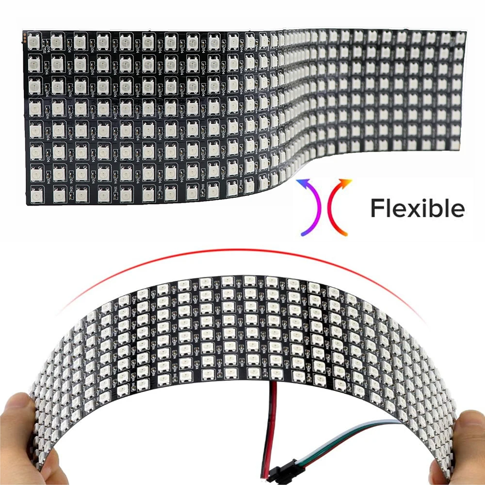 WS2812B RGB LED Digital Flexible Individually Addressable Panel Light WS2812 4X12 8X8 16X16 8X32 LED Module Matrix Screen DC5V