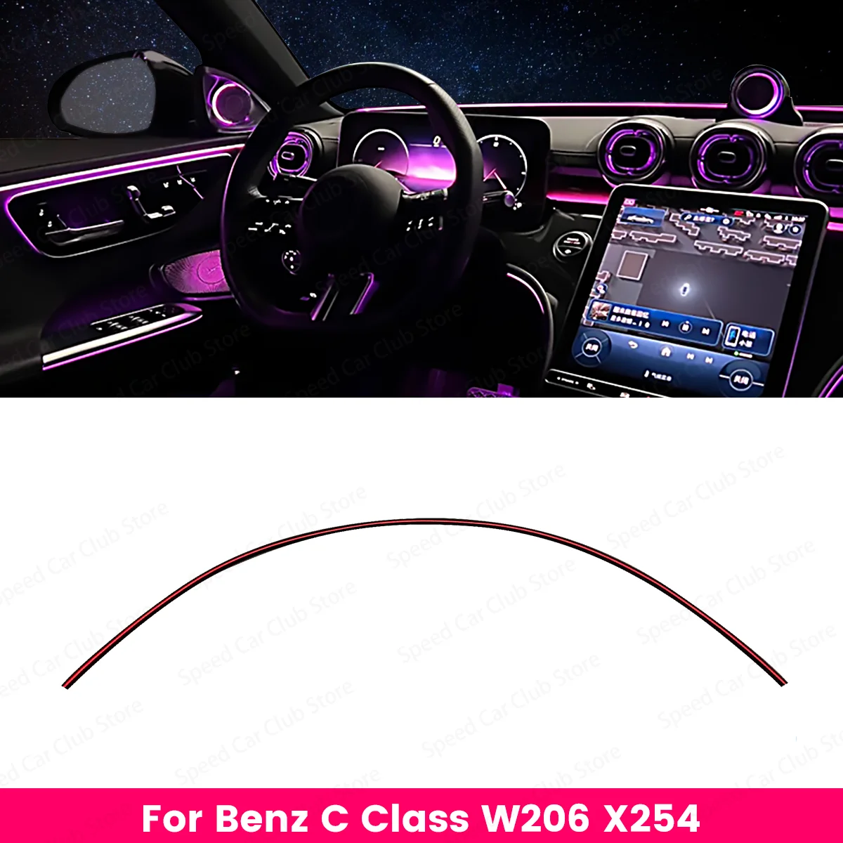 

64 Color Windshield Ambient Light for C-Class W206 X254 GLC Car Interior Lighting ABS Material Multicolor