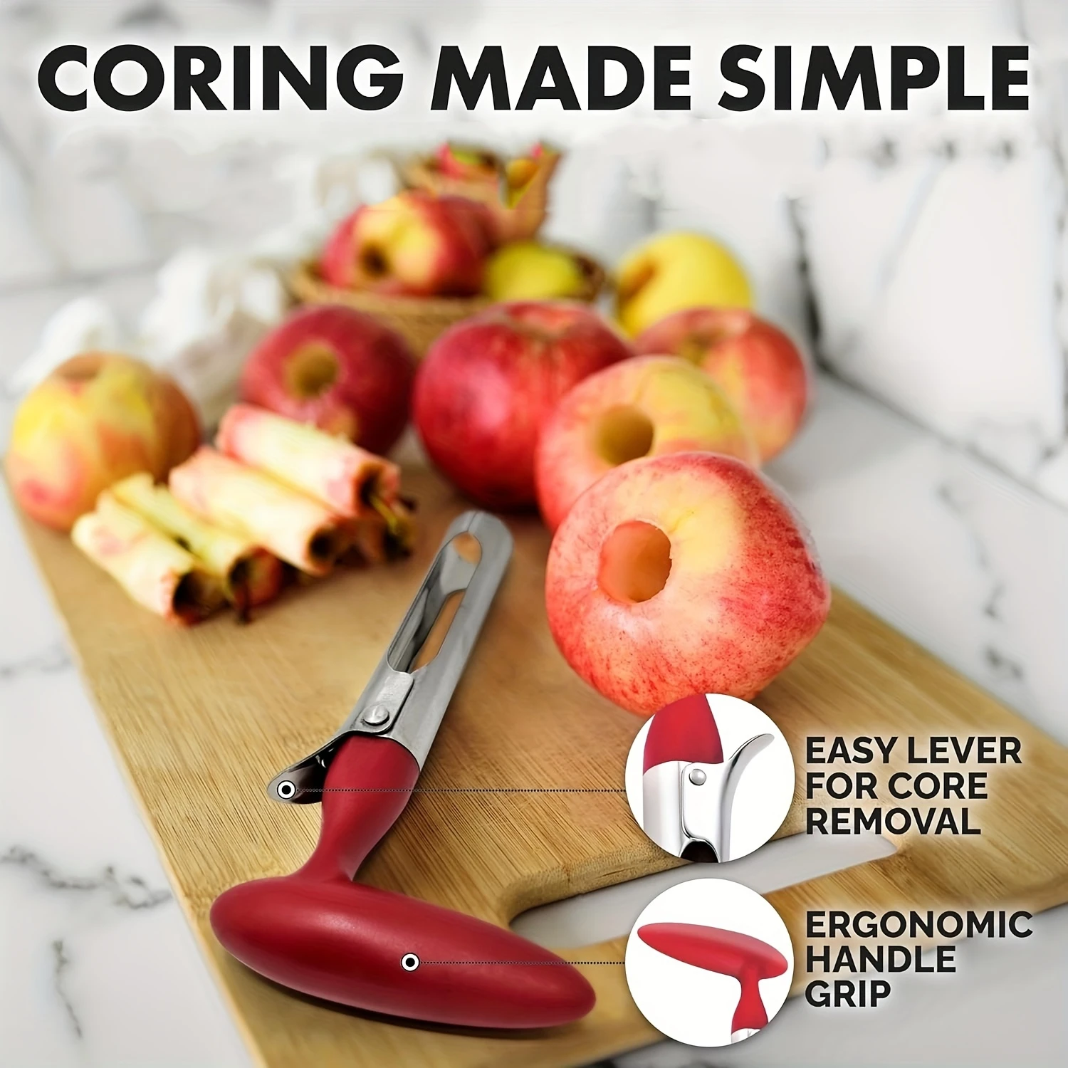 Easy-To-Use Stainless Steel  Corer - Ultra Sharp, Serrated Blades For Perfect Cores, Durable & Easy To Clean - Ideal For Baking 