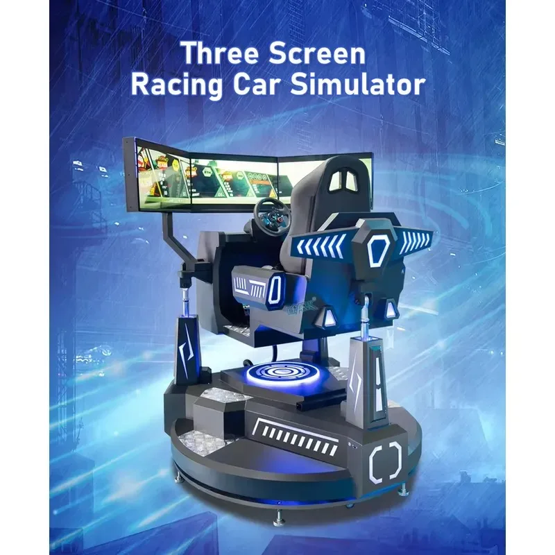 Simulador de Conducción de Coche y Tren de 360 Grados, Máquina de Juego de Carreras Arcade con 3 Pantallas y 6 Grados de Libertad