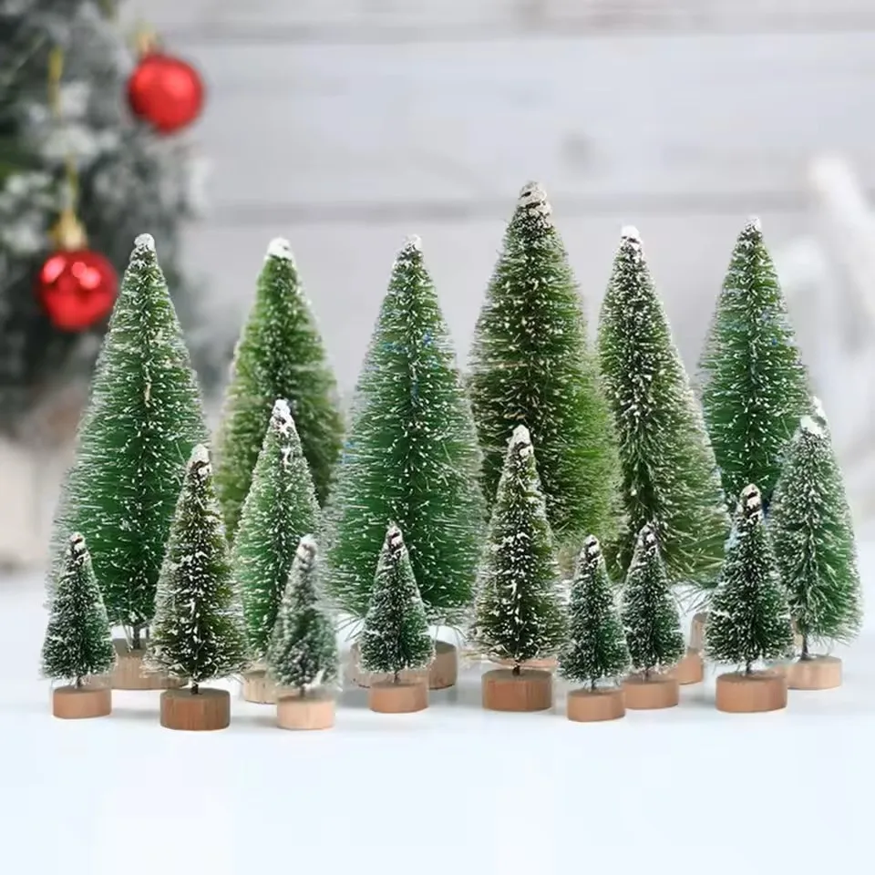 

8pcs Artificial Mini Wooden Christmas Tree Christmas Decoration Small Sisal Christmas Tree Tabletop Ornaments Xmas 2025 Gifts