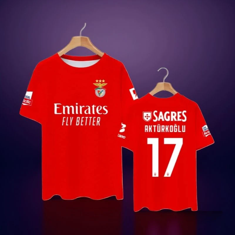 2025 Season Soccer Jersey for Men Women Kids Breathable Quick-Drying Benfica Football Shirt with Number Option Oversized Tops