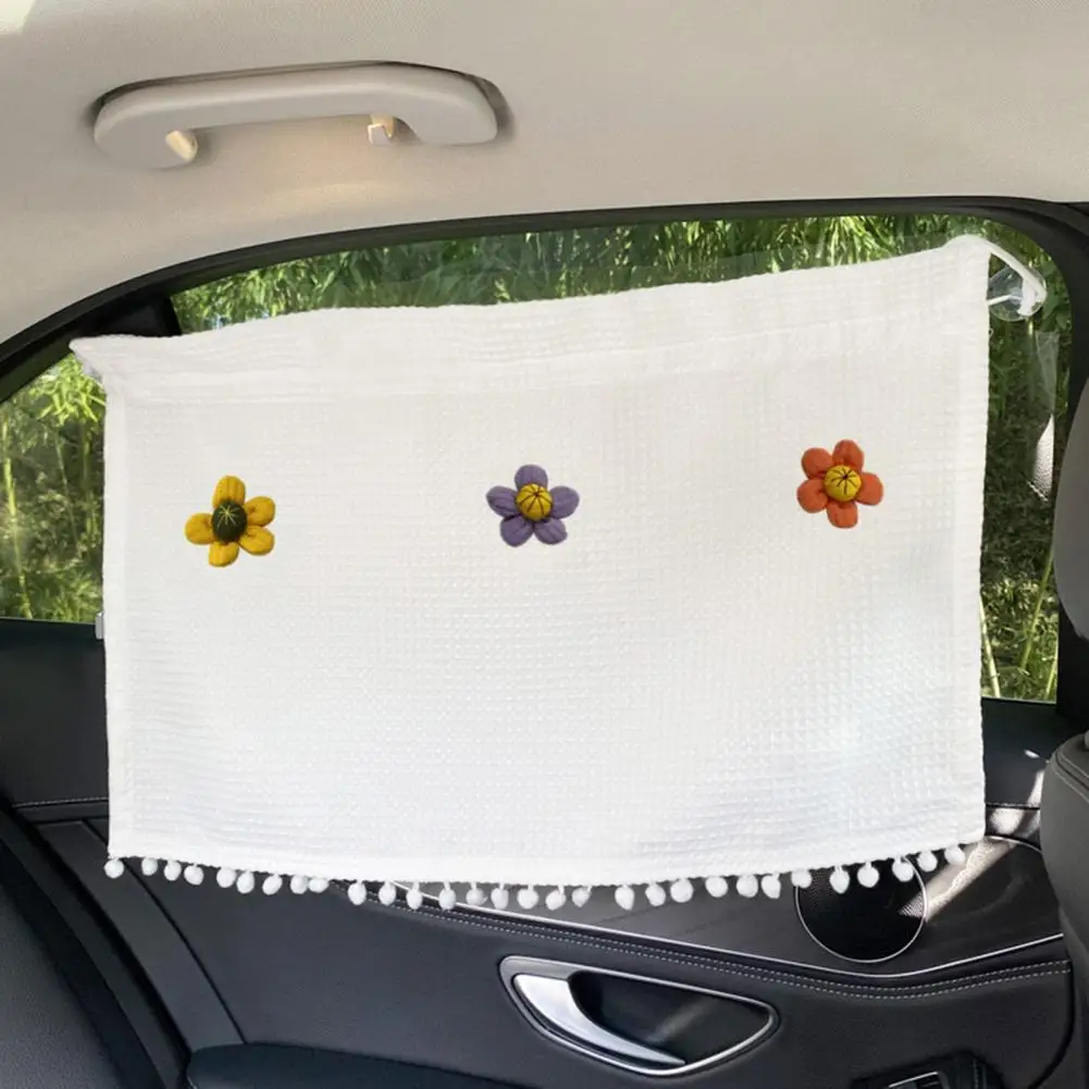 Window Shade  Useful Tassel Hairball Wear-resistant  Car Window Tulip Pattern Sunshade Vehicle Supplies