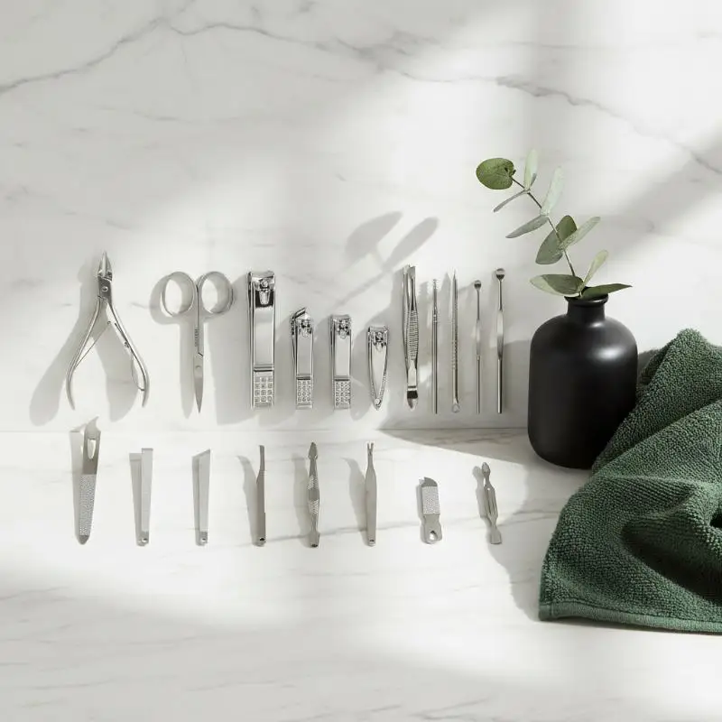 Nail Clipper Set 8 19 Pieces Stainless Steel Diagonal Clippers Ergonomic Design for Household Pedicure Travel