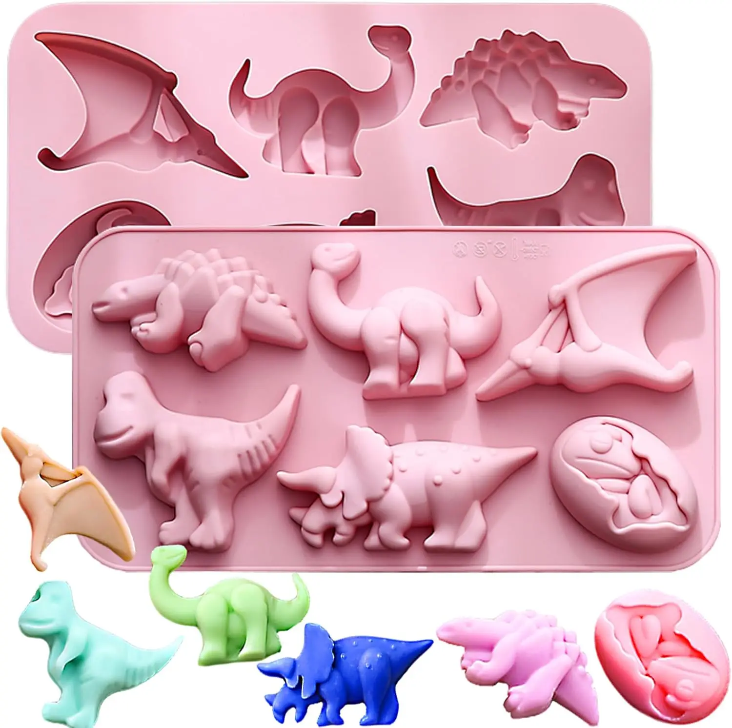 

12 Cavity Dinosaur Silicone Molds Fondant Cake Chocolate Mould Soap Molds for Candy Cookie Jello Cake Decoration Accessories