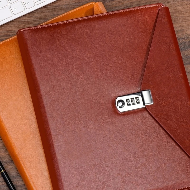 PU Leather Folders Features Password Seal for Efficient Document Organization and at Travel And Meetings