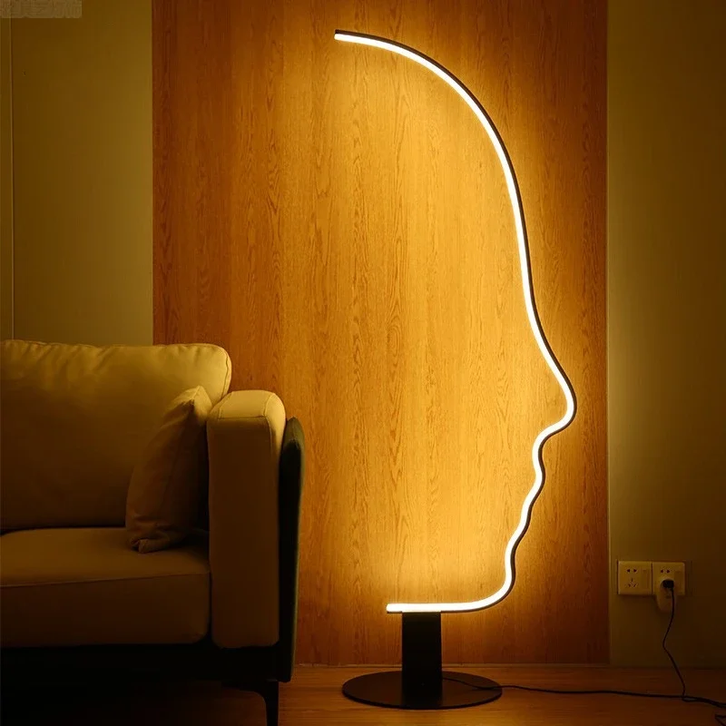 Imagem -02 - Nordic Rosto Humano Conduziu a Lâmpada de Assoalho Inteligente Rgb Dimmer Standing Sala Estar Quarto Cabeceira Arte Decoração para Casa Luminária Iluminação Interior