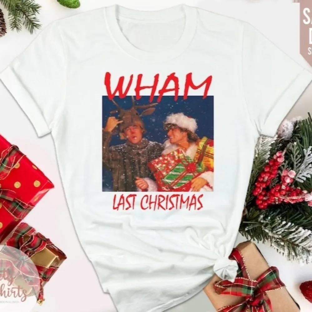تي شيرت Wham Last Christmas تي شيرت عيد الميلاد 2025 عيد الميلاد السعيد! أزياء عارضة قصيرة الأكمام التي شيرت عطلة حزب قمم ملابس الرجال