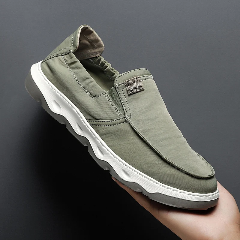 

Мужские повседневные слипоны из канваса: легкие, дышащие, в уличном стиле, весна-лето, новинка, однотонные, низкие, на плоской подошве