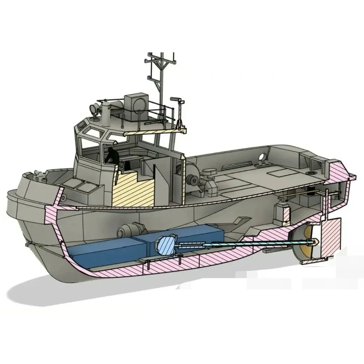 1/33 RC Boot 60 cm Damen 1907 Fernbedienung Schlepper 3D Druck Integrierte Form RC Boot Modell Kit Erwachsene Spielzeug