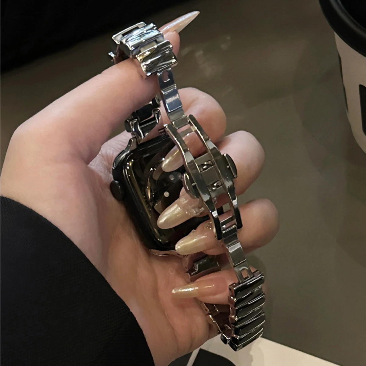 حزام معدني لساعة أبل 10 الترا 42 مللي متر 9 8 7 الفرقة 46 مللي متر 45 مللي متر 41 مللي متر النساء حزام سوار iWatch سلسلة 6 SE 40/44/49 مللي متر حزام الساعات