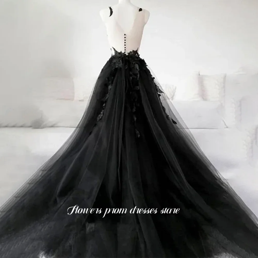 Fleurs une ligne robes de bal Illusion bretelles robe de soirée dentelle Applique robe de soirée pour les femmes vestidos de fiesta personnalisé