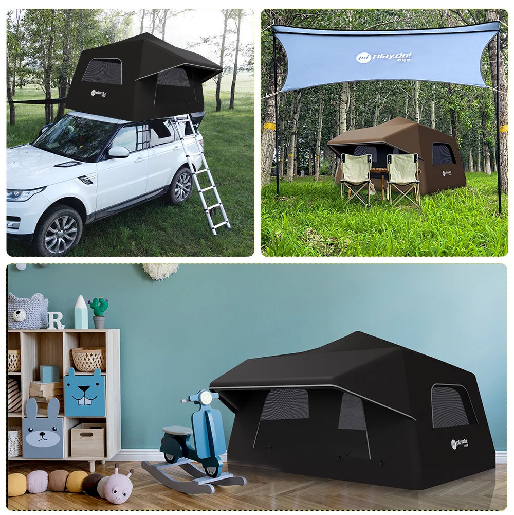 

Inflatable Roof Top Tent OEM Water Proof Large Internal Space Prevent Bumping OEM Glamping Tent Play Do Brand Outdoor Tents