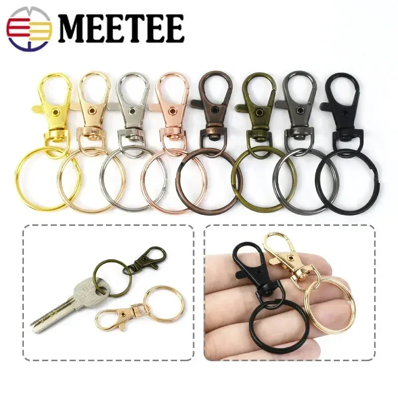 Meetee 20/30/40/50Pcs Swivel Loster Clasps 25mm Metal Clip Buckles Keychain O Ring Hook Dog Collar Bag DIY Hardware Accessories