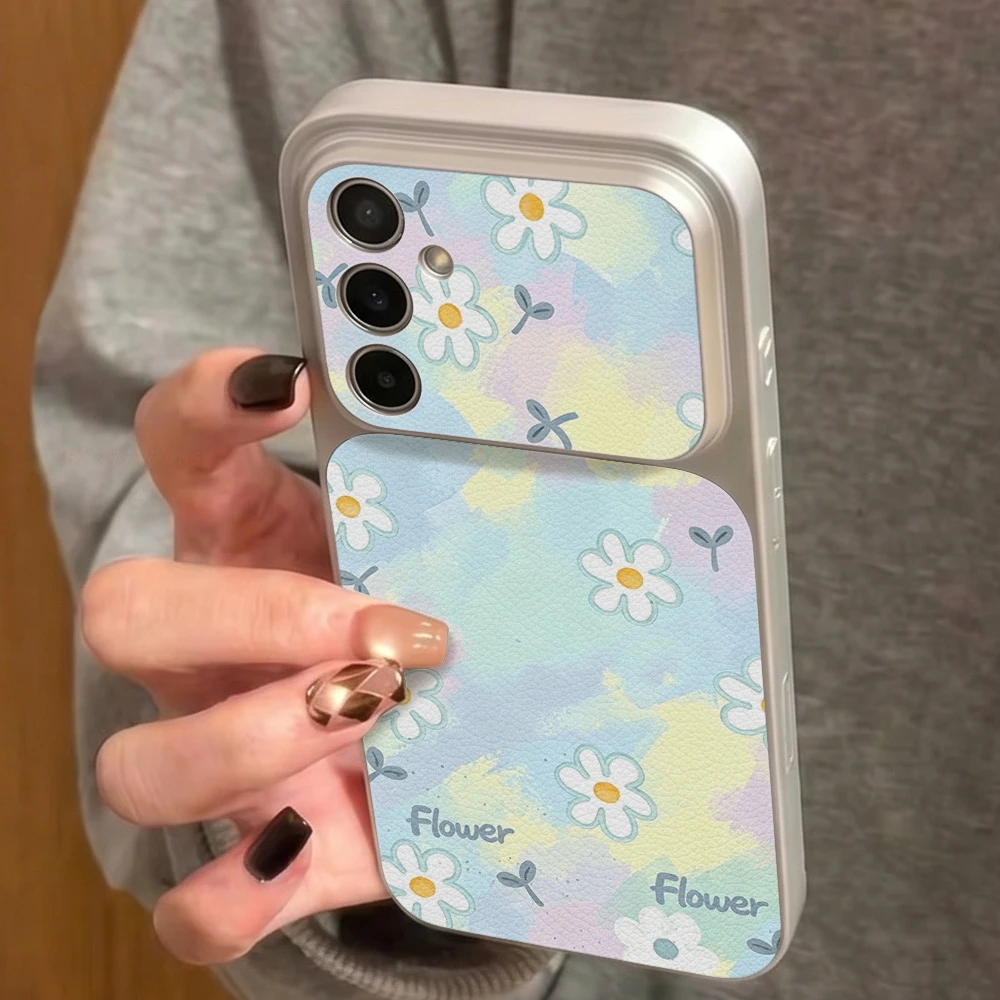 Sunflower Print Faux leather Phone Case For Samsung S26 Ultra S26 Plus S26 S25 FE S24 S23Ultra A56 A36 A23 Back Shockproof Cover