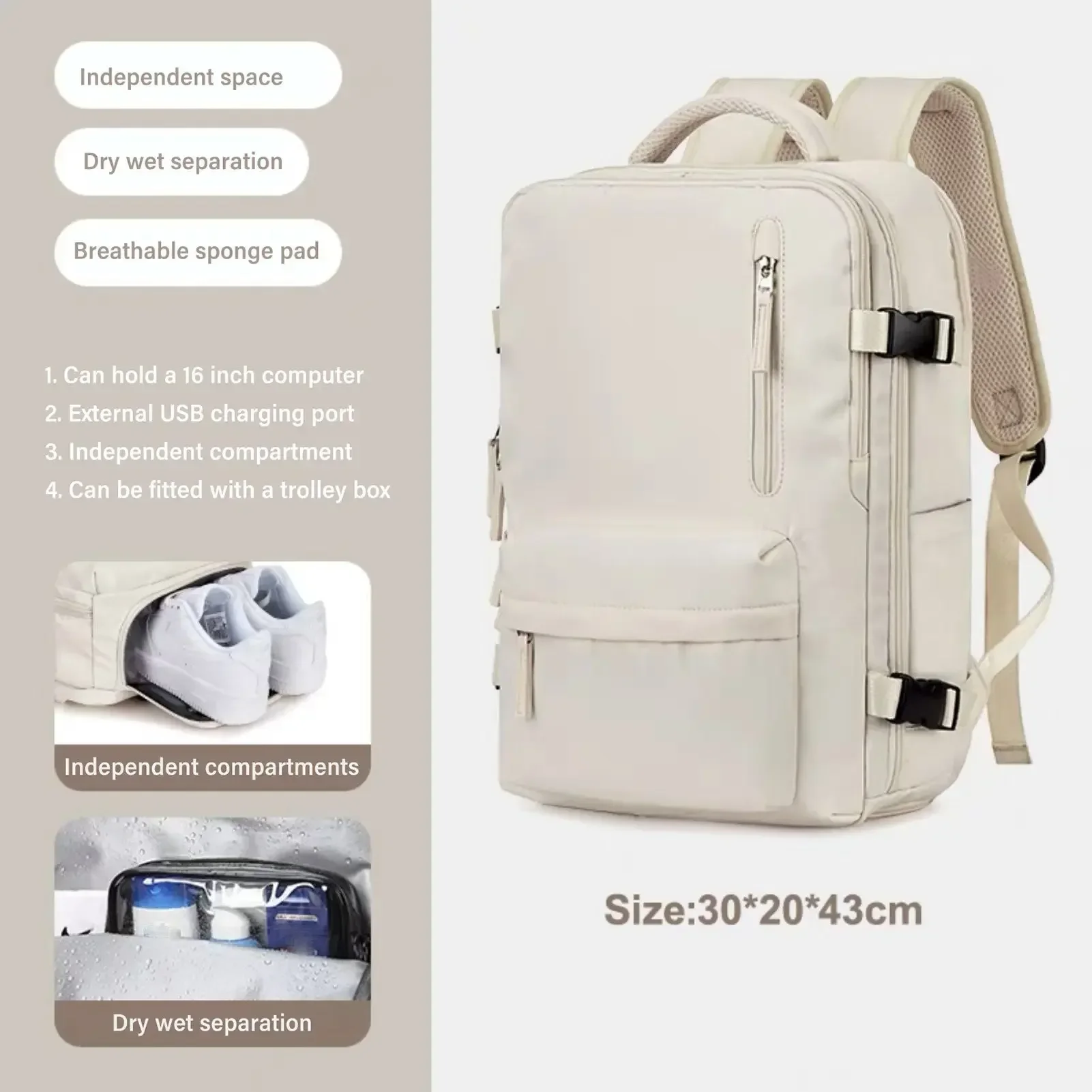 

Super Charging Large Capacity Bags Business Multifunctional Backpacks Expandable Airplane Travel Backpack Laptop Bag Luggage Man