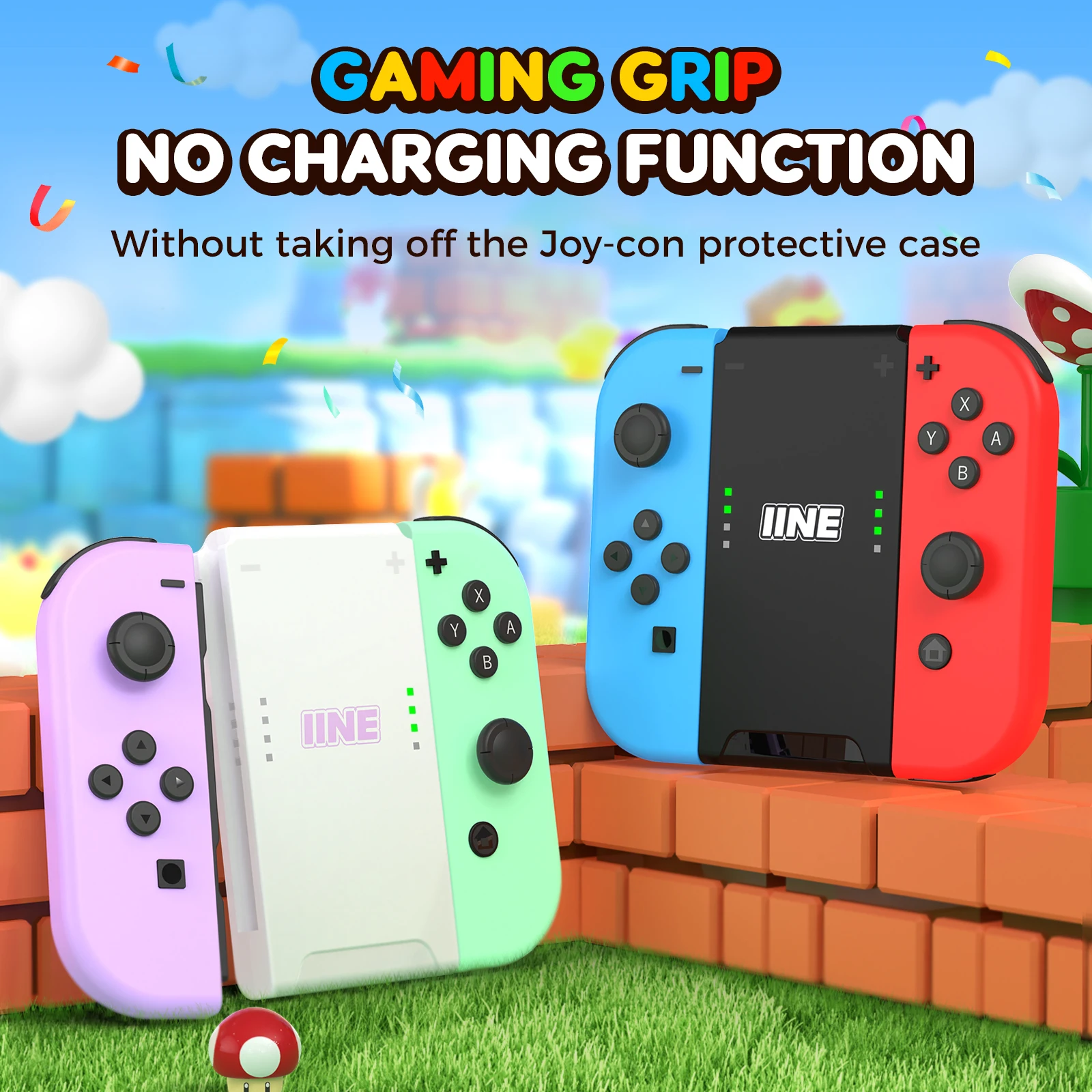 IINE nessuna funzione di ricarica impugnatura da gioco impugnatura piccola e portatile compatibile con Nintendo Switch Joycon per IINE Joypad