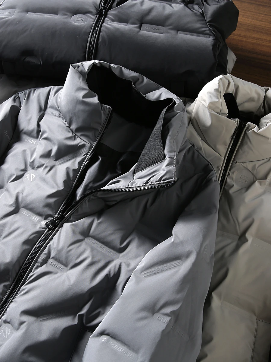 

Мужская зимняя модная повседневная куртка-пуховик с теплым наполнителем из пера, воротником-стойкой и полностью проклеенными швами, с наполнением из перьев, верхняя одежда