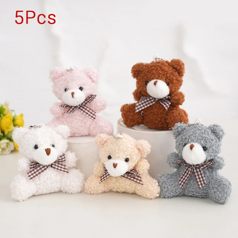 5Pcs/1Pc Plush Bunny Dolls KeyChain Ornament Bear Rabbit with Hanging-Hook for Bag Purse Tote Backpack Stuffed Doll Keyring