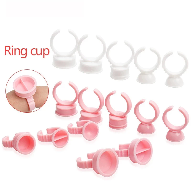 100Pcs Einweg Wimpern Kleber Fan Tasse Ringe Halter Container Tattoo Pigment Tassen Wimpern Verlängerung Liefert Lash Lifting Werkzeug