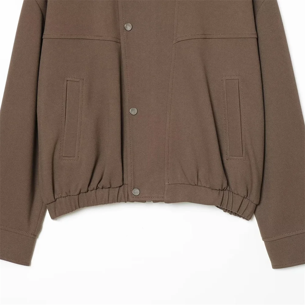 تصميم طية صدر السترة بأكمام طويلة غير رسمية على الموضة النسائية الجديدة للشتاء مع سترة قصيرة مزدوجة الصدر للطيارين #5