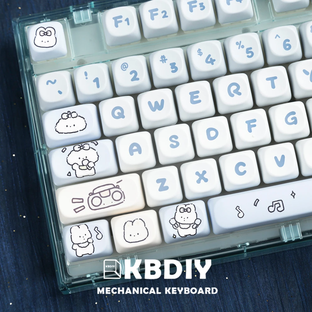 Kbdiy MOA คีย์บอร์ดคีย์บอร์ดโปรไฟล์ PBT Dye-Sub สวิตช์ MX สวิตช์139/ชุดหมวกกุญแจน่ารักสีฟ้าสำหรับ64 61 87