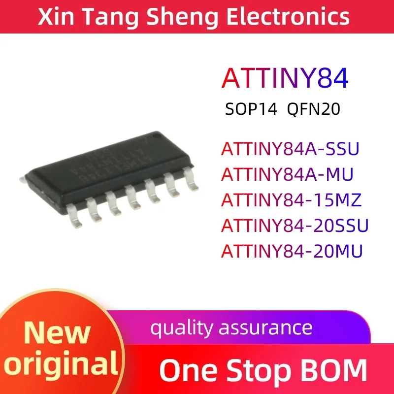 New original ATTINY84A-SSU ATTINY84A-MU ATTINY84-15MZ ATTINY841-SSU 84-20SSU 84-20MU 84A-SSFR SOP14  QFN20 microcontroller chip