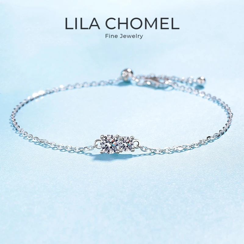 

Daughter Birthday Gift 18K White Gold Women Wedding 0.7CT Moissanite Diamond Lover Valentine's Day PT950 Christmas Bracelets